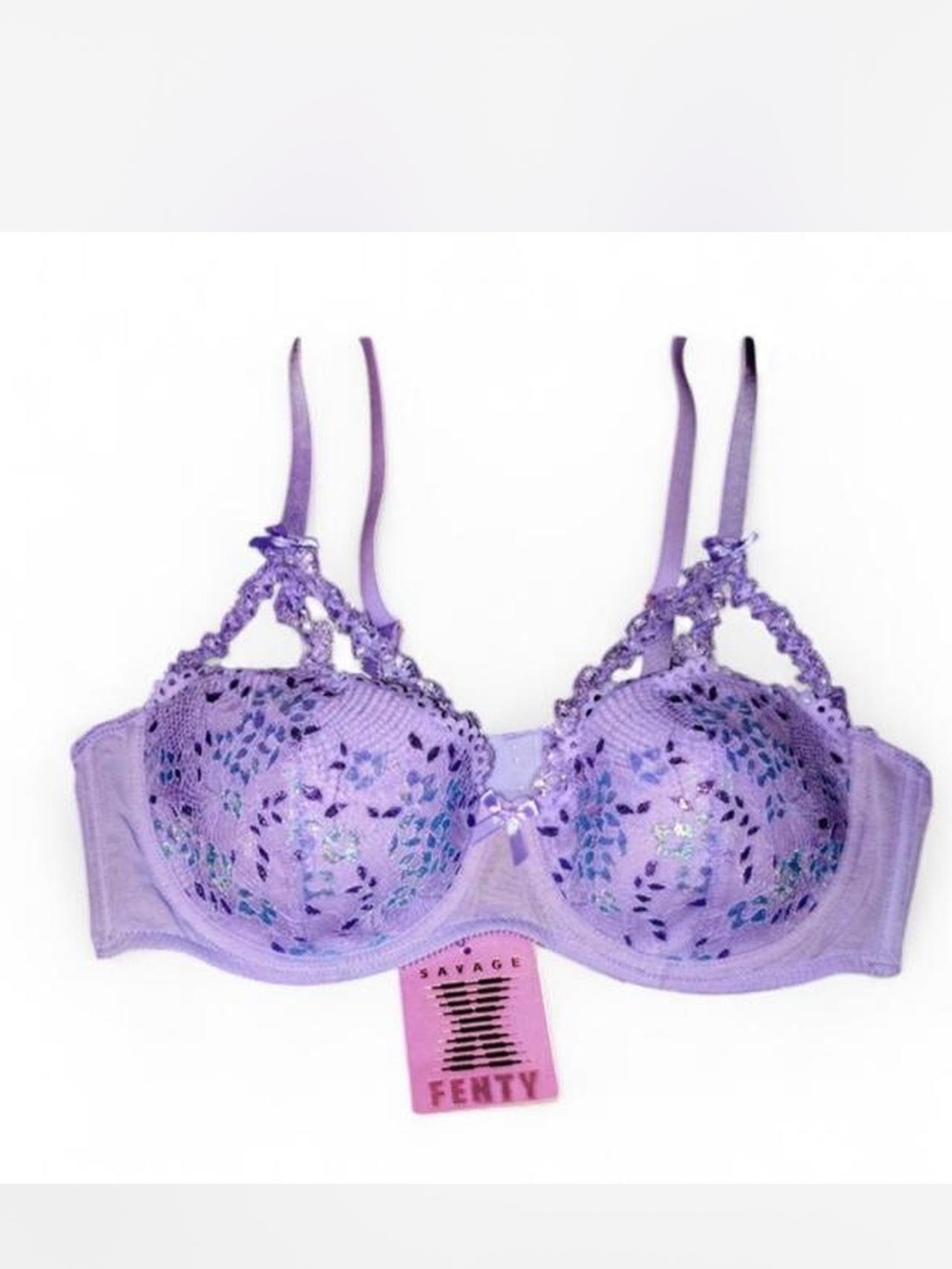 Savage X Fenty Lavender Lace Sequin Underwire Bra
